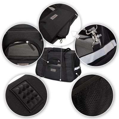lionto sac de transport pour chat pliable avec filet et bandoulière