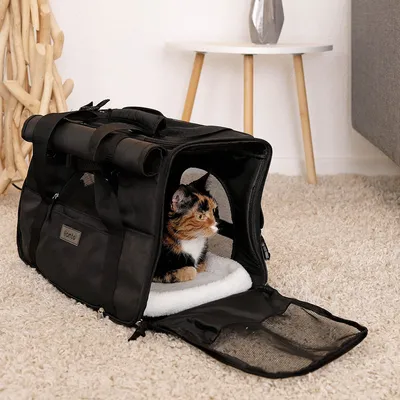 lionto sac de transport pour chat pliable avec filet et bandoulière lionto sac de transport pour chat pliable avec filet et bandoulière