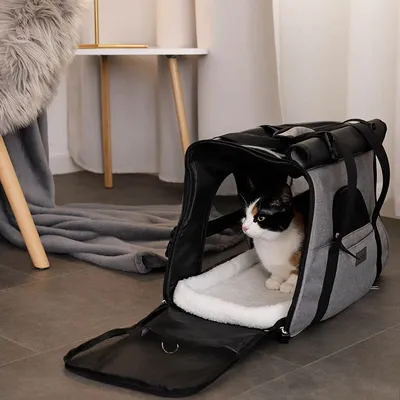 lionto sac de transport pour chat pliable avec filet et bandoulière lionto sac de transport pour chat pliable avec filet et bandoulière