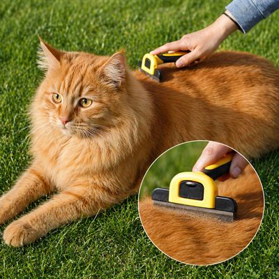 lionto brosse sous-poil pour chat avec lame inox de 10 cm