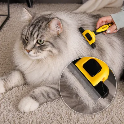 lionto Unterfellbürste für Katzen mit 10 cm Edelstahlklinge