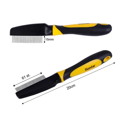 lionto peigne anti-puces chien et chat avec dents en inox