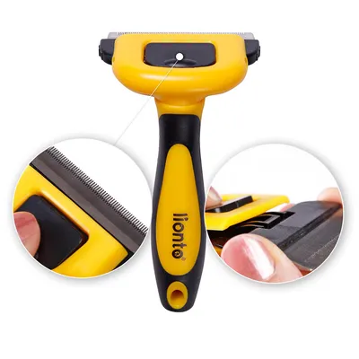 lionto brosse pour chien avec lame amovible en acier inoxydable