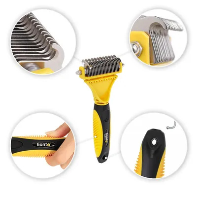 lionto brosse démêlante pour chien avec 12 + 23 lames inox