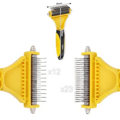 lionto brosse démêlante pour chien avec 12 + 23 lames inox