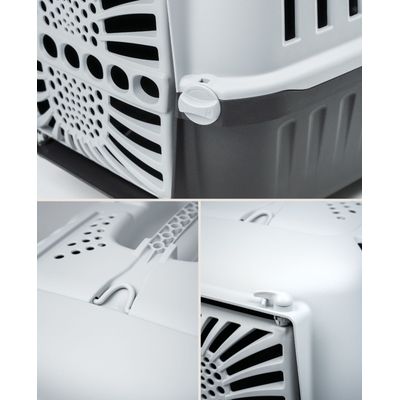 lionto Katzentransportbox aus Kunststoff mit Tragegriff