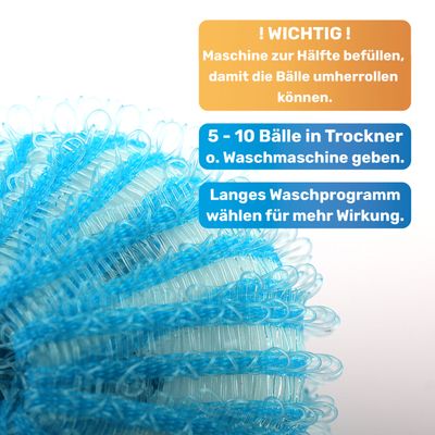 BluePet 12x Wäschebälle, Fusselbälle für die Waschmaschine, Trocknerbälle