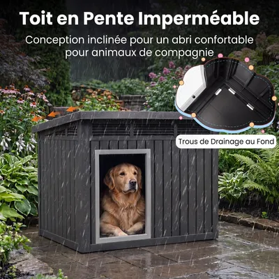 GIANTEX Niches Chien Extérieure,étanche,Toit ouvrant, Aération, évacuation.