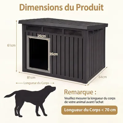 GIANTEX Niches Chien Extérieure,étanche,Toit ouvrant, Aération, évacuation.
