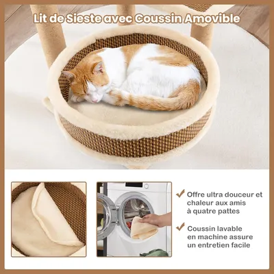 GIANTEX Arbre Chat Bois 4 Niveaux 3 Perchoirs Sisal Tour Intérieur GIANTEX Arbre Chat Bois 4 Niveaux 3 Perchoirs Sisal Tour Intérieur