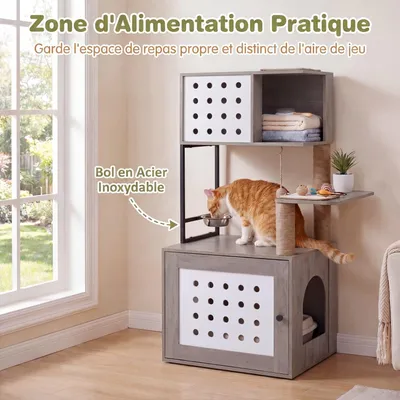 GIANTEX Arbre Chat 117 cm, Litière Cachée, Plateforme, Hamac,Poteaux Sisal. GIANTEX Arbre Chat 117 cm, Litière Cachée, Plateforme, Hamac,Poteaux Sisal.