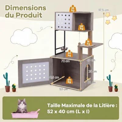 GIANTEX Arbre Chat 117 cm, Litière Cachée, Plateforme, Hamac,Poteaux Sisal. GIANTEX Arbre Chat 117 cm, Litière Cachée, Plateforme, Hamac,Poteaux Sisal.
