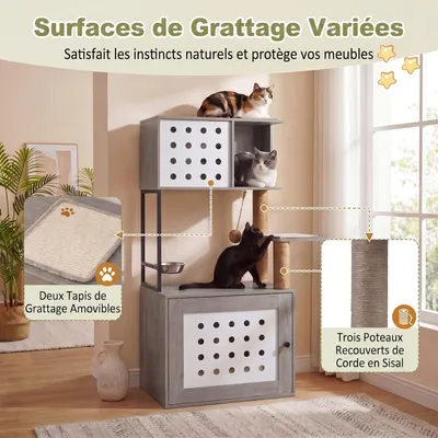 GIANTEX Arbre Chat 117 cm, Litière Cachée, Plateforme, Hamac,Poteaux Sisal. GIANTEX Arbre Chat 117 cm, Litière Cachée, Plateforme, Hamac,Poteaux Sisal.