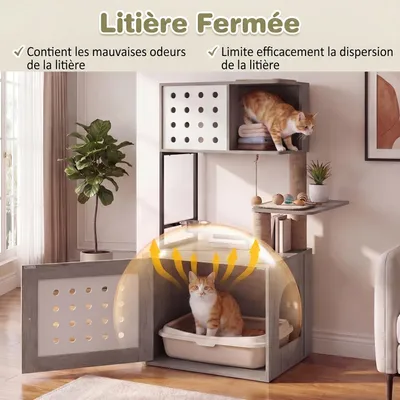 GIANTEX Arbre Chat 117 cm, Litière Cachée, Plateforme, Hamac,Poteaux Sisal. GIANTEX Arbre Chat 117 cm, Litière Cachée, Plateforme, Hamac,Poteaux Sisal.