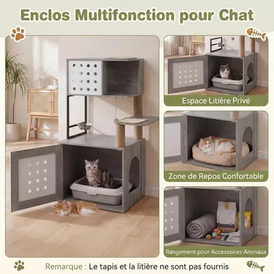 GIANTEX Arbre Chat 117 cm, Litière Cachée, Plateforme, Hamac,Poteaux Sisal. GIANTEX Arbre Chat 117 cm, Litière Cachée, Plateforme, Hamac,Poteaux Sisal.