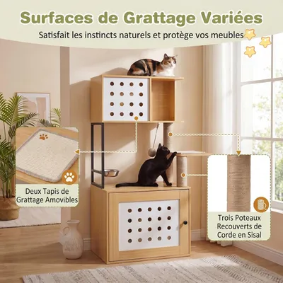 GIANTEX Arbre Chat 117 cm, Litière Cachée, Plateforme, Hamac,Poteaux Sisal. GIANTEX Arbre Chat 117 cm, Litière Cachée, Plateforme, Hamac,Poteaux Sisal.