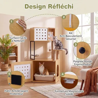 GIANTEX Arbre Chat 117 cm, Litière Cachée, Plateforme, Hamac,Poteaux Sisal. GIANTEX Arbre Chat 117 cm, Litière Cachée, Plateforme, Hamac,Poteaux Sisal.