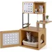 GIANTEX Kratzbaum Mit Katzenklo,Futterplattform,3 Sisal-Pfosten, Holz grau.