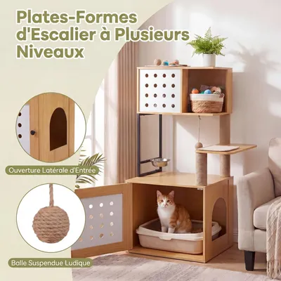 GIANTEX Arbre Chat 117 cm, Litière Cachée, Plateforme, Hamac,Poteaux Sisal. GIANTEX Arbre Chat 117 cm, Litière Cachée, Plateforme, Hamac,Poteaux Sisal.