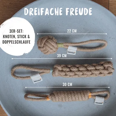 Rudelkönig Seilspielzeug für Hunde 3er Set Baumwolle Rudelkönig Seilspielzeug für Hunde 3er Set Baumwolle