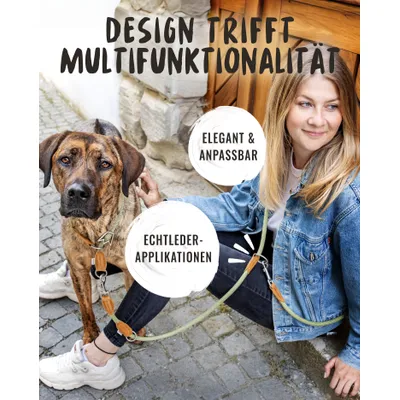 Rudelkönig Hundeleine Emma mit Lederdetails aus Kletterseil Rudelkönig Hundeleine Emma mit Lederdetails aus Kletterseil