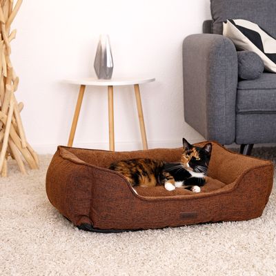lionto lit pour chat en peluche avec housse lavable et entrée basse