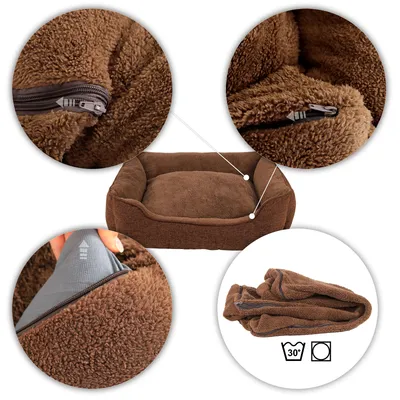 lionto lit pour chat en peluche avec housse lavable et entrée basse lionto lit pour chat en peluche avec housse lavable et entrée basse