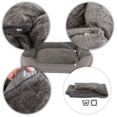 lionto lit pour chat en peluche avec housse lavable et entrée basse lionto lit pour chat en peluche avec housse lavable et entrée basse