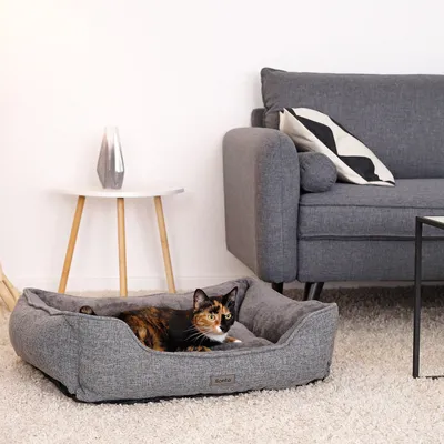 lionto lit pour chat en peluche avec housse lavable et entrée basse lionto lit pour chat en peluche avec housse lavable et entrée basse
