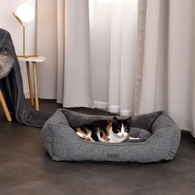 lionto lit pour chat en peluche avec housse lavable et entrée basse lionto lit pour chat en peluche avec housse lavable et entrée basse