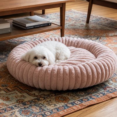 Yommy Kuschelbett Rund aus Plüsch