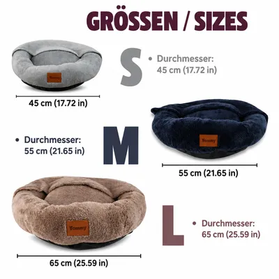 Yommy Rundes Haustierbett – Weiches und Gemütliches Bett für Katzen und Kle Yommy Rundes Haustierbett – Weiches und Gemütliches Bett für Katzen und Kle