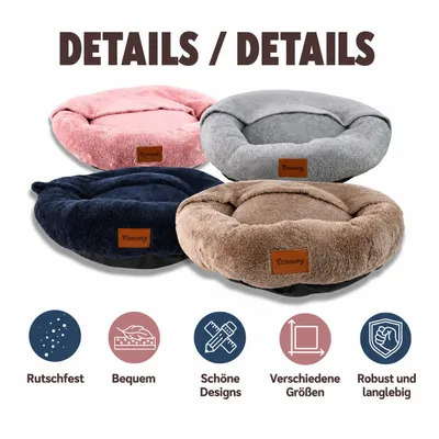 Yommy Rundes Haustierbett – Weiches und Gemütliches Bett für Katzen und Kle Yommy Rundes Haustierbett – Weiches und Gemütliches Bett für Katzen und Kle