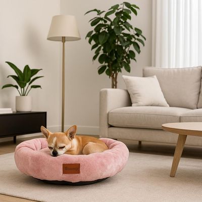 Yommy Rundes Haustierbett – Weiches und Gemütliches Bett für Katzen und Kle