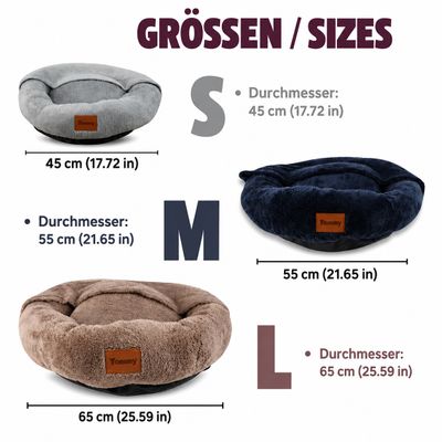 Yommy Rundes Haustierbett – Weiches und Gemütliches Bett für Katzen und Kle