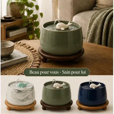COSYFUR Fontaine à Eau Chat Céramique 1,8 L - Pompe Silencieuse 25 dB COSYFUR Fontaine à Eau Chat Céramique 1,8 L - Pompe Silencieuse 25 dB