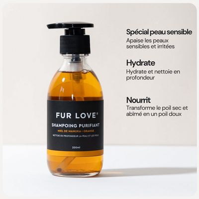 Fur Love Shampoing naturel au miel de Manuka pour chien