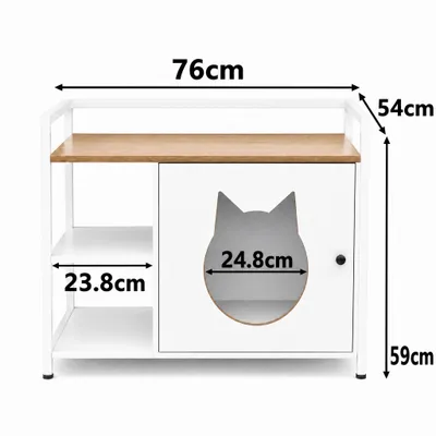 Zatte Meuble litière tête chat, table d'appoint 2 étagères