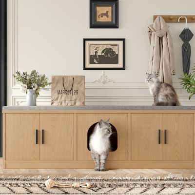 Zatte Meuble chat avec arbre, aération, 140x40x45 cm