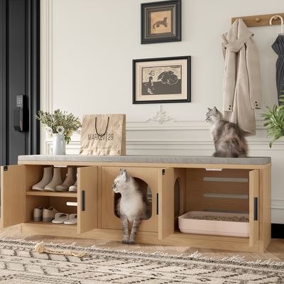 Zatte Meuble chat avec arbre, aération, 140x40x45 cm
