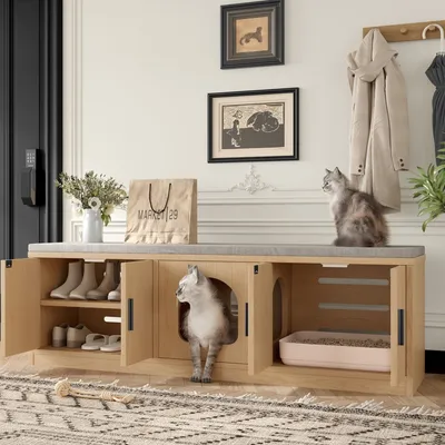 Zatte Meuble chat avec arbre, aération, 140x40x45 cm Zatte Meuble chat avec arbre, aération, 140x40x45 cm
