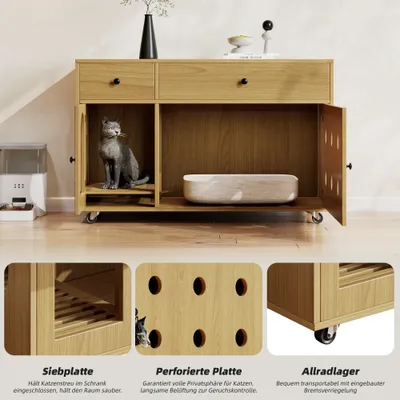 Zatte Katzentoiletten-Schrank geruchsisoliert, Ablassplatte 100x45x66 Zatte Katzentoiletten-Schrank geruchsisoliert, Ablassplatte 100x45x66