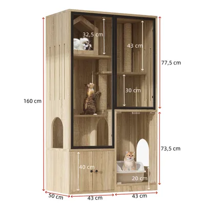 Zatte Villa chat verre 4 niv. hiver, griffoir 90x50x160 cm Zatte Villa chat verre 4 niv. hiver, griffoir 90x50x160 cm