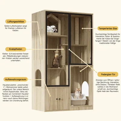 Zatte Villa chat verre 4 niv. hiver, griffoir 90x50x160 cm Zatte Villa chat verre 4 niv. hiver, griffoir 90x50x160 cm