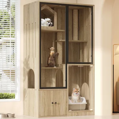 Zatte Villa chat verre 4 niv. hiver, griffoir 90x50x160 cm Zatte Villa chat verre 4 niv. hiver, griffoir 90x50x160 cm