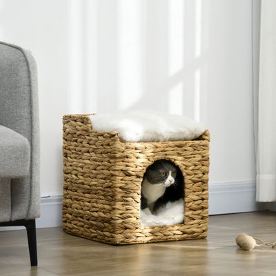 Zatte Cachot chat rotin 2 niv., coussin, 5 kg, marron