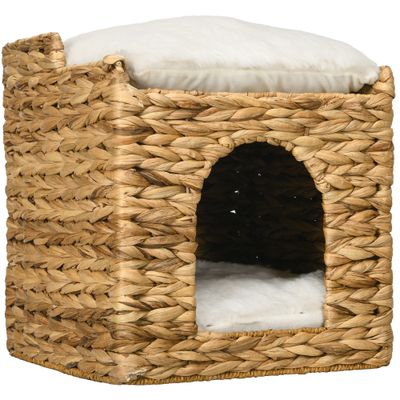 Zatte Cachot chat rotin 2 niv., coussin, 5 kg, marron