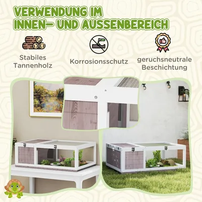 Zatte Schildkrötenhaus Holz, aufklappbar, 91x60x32 cm