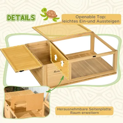 Zatte Schildkrötenhaus Holz, aufklappbar, 91x60x32 cm, Gelb