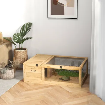 Zatte Schildkrötenhaus Holz, aufklappbar, 91x60x32 cm, Gelb